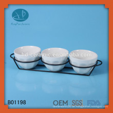 Weiße Keramik-Schüssel-Set, kundenspezifische Design Keramik Snack Schüssel, Restaurant verwendet Keramik Schüssel Set